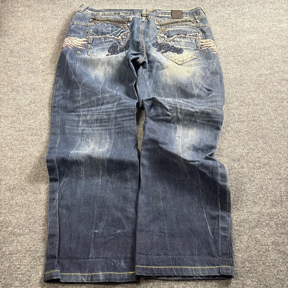 Red Pepper Denim Jeans Distressed Embroidered Y2K Streetwear Men's — Size 44